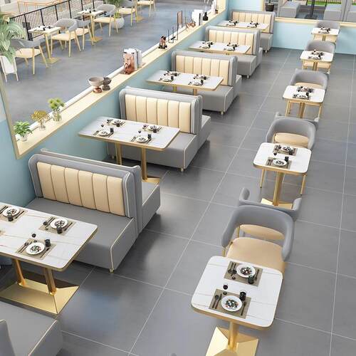 网红餐厅奶茶店卡座 餐饮靠墙卡座休闲汉堡咖啡厅奶茶甜品店桌椅