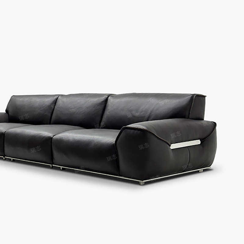 佛山家具全牛皮沙发夏图大黑牛意式极简客厅羽绒沙发网红设计师款
