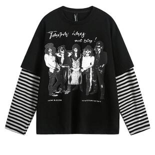 Men's Regular Fit Striped Trim Ribbed Long Sleeve Tee