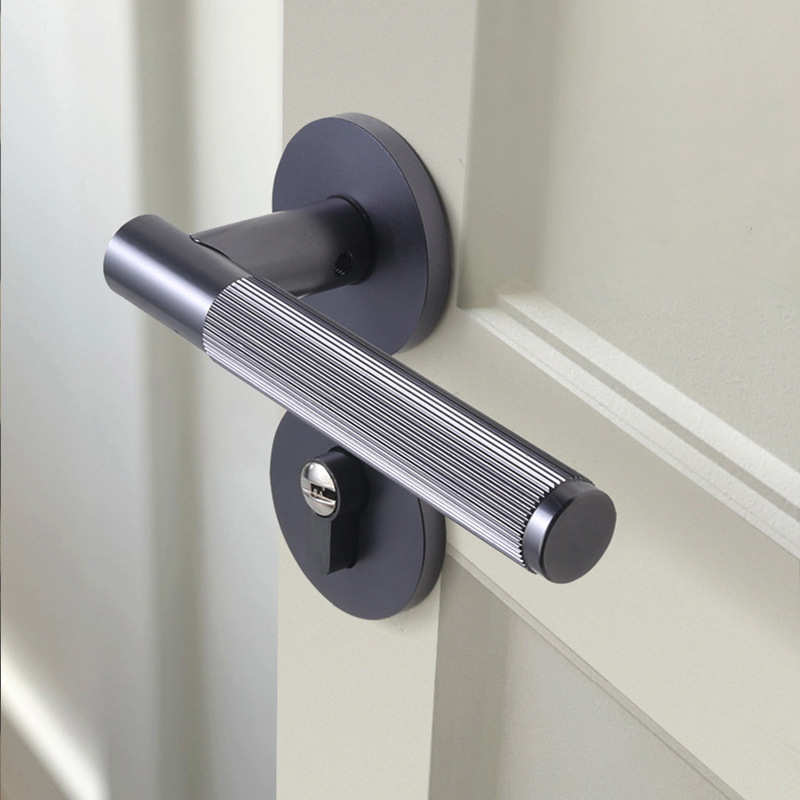 帕戈黑色家用室内卧室房数控压花门把手木门静音大58锁体氧化门锁