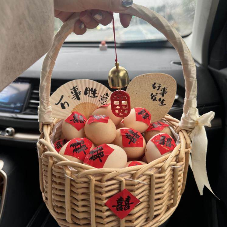 坐月子手提鸡蛋花篮diy材料包编织送闺蜜宝宝满月酒宴创意小礼物