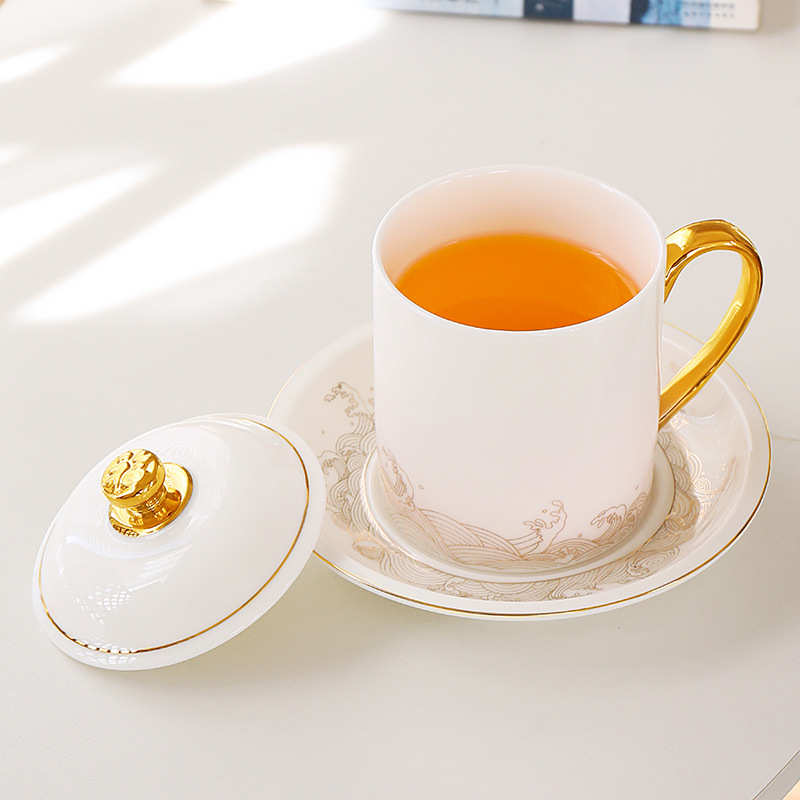茶水茶杯功夫分离白瓷羊脂玉瓷个人批发杯茶具logo办公高端德化
