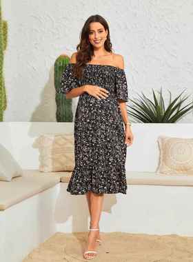 elegant womens dress springsummer leisure puff sleeves