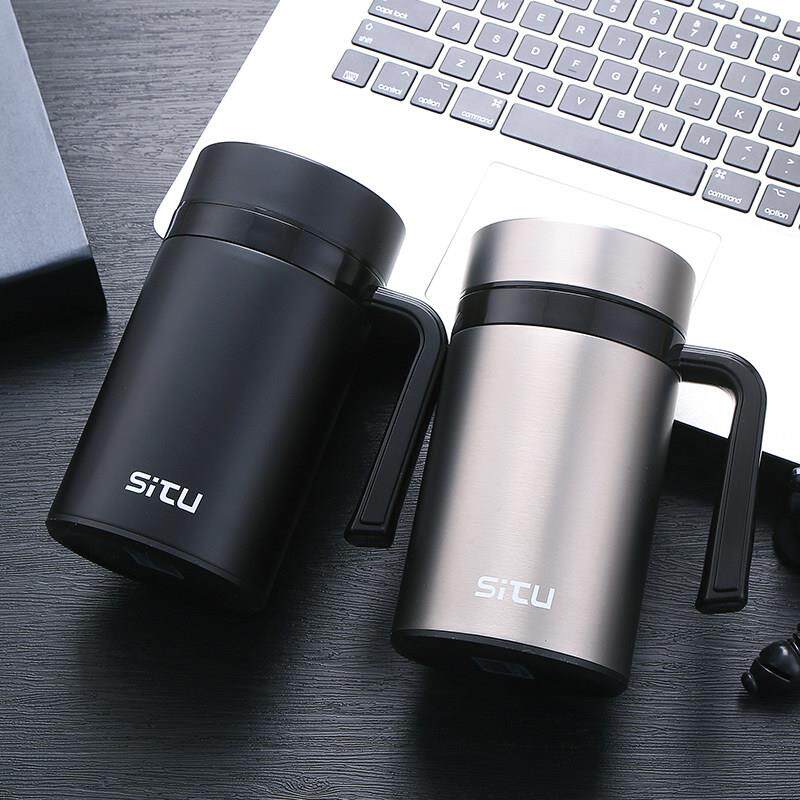 316不锈钢办公杯大口径保温杯大容量600ml男女士商务泡茶杯带手柄