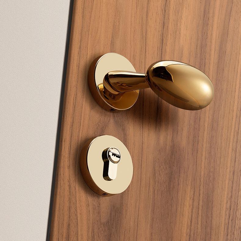 金美门锁室内黄卧室房门锁古铜鹅蛋形把手含锁色磁吸静鹅蛋音分式
