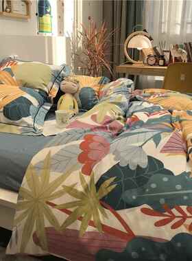 高档i叶ns美式田园小碎花子床上四件套全棉宿纯棉民公寓用品1.5m1