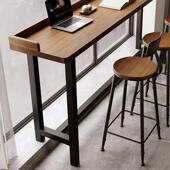 阳吧台桌用简约实木桌长条桌窄客台厅简123约高脚家桌椅靠墙桌子