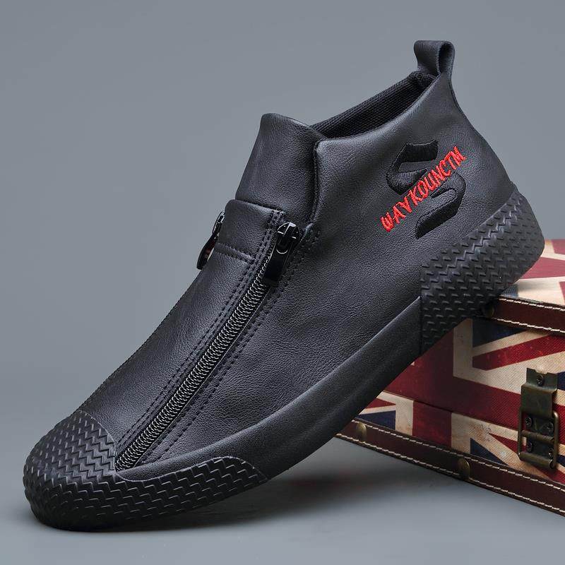 春秋2026新款男鞋透气休闲皮鞋一脚蹬男士高筒马丁靴潮鞋软0123z,流行男鞋,时尚休闲鞋,淘宝优惠券,粉丝福利购,淘宝优惠卷