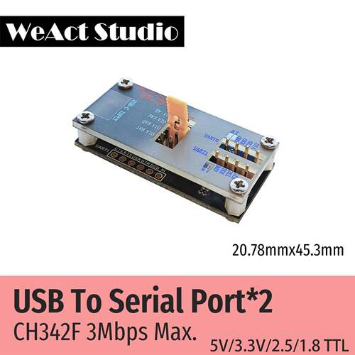 WeAct USB转双串口 1.8V/2.5V/3.3V/5V信号串口 CH342F双串口