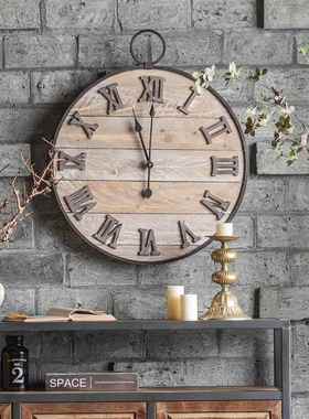 热销美式爆款玄木挂艺钟静音大挂卧室FSS静音钟客厅关壁挂装饰钟