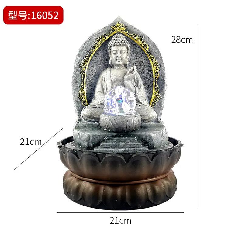 树脂工艺品佛喷泉流水摆件室内桌面办公室禅意装饰柜摆件装饰品