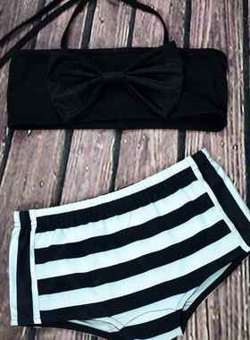 Parent-child beach outfit striped swimsuit parent-child