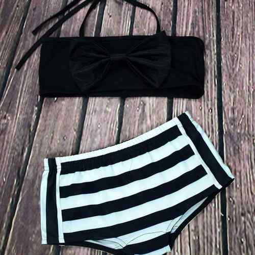 Parent-child beach outfit striped swimsuit parent-child