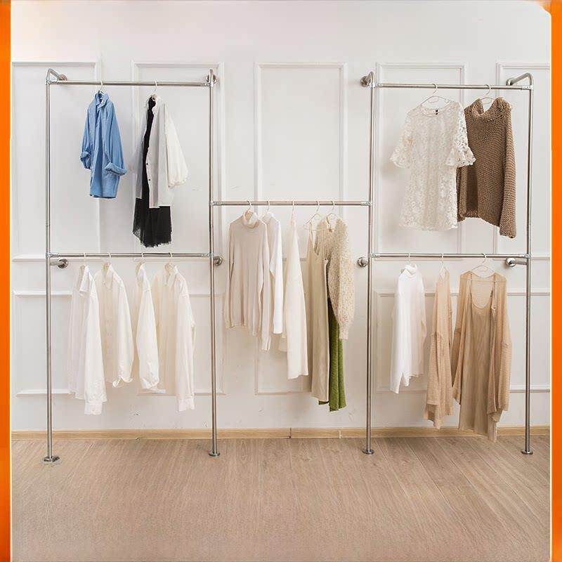 服装店展示架壁挂式展示架可调双层衣架加厚壁组合衣架可定制