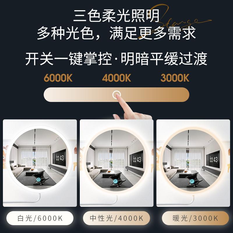 现货木质镜子悬挂化妆镜360旋转公主大号镜台梳妆镜led智能镜