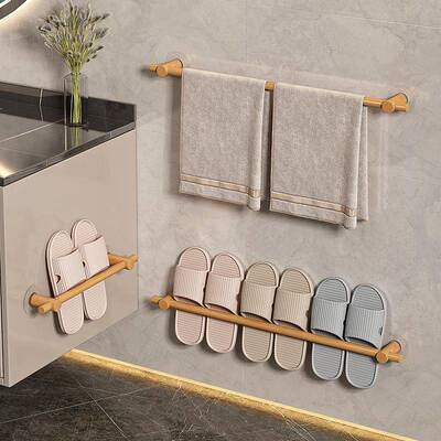 Wall-mounted bathroom slipper rack, no-drilling required, fo