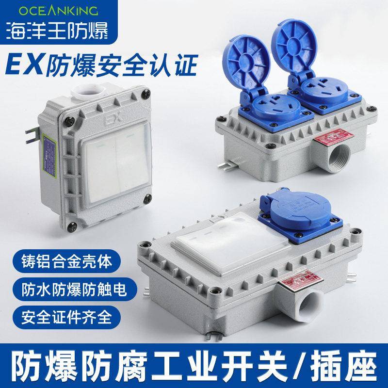 防水防爆开关220v插座工业86型墙壁照明底盒10A明装暗装海洋王