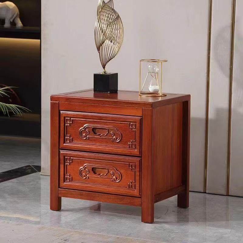 现代简约中式实木床头柜花梨木双抽矮柜子卧室床边小柜,住宅家具,床头柜,淘宝优惠券,粉丝福利购,淘宝优惠卷