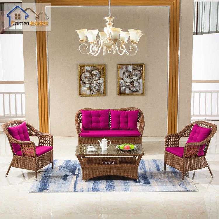藤椅子五件套户外休闲桌椅阳台庭院室外家具藤编藤椅长桌组合