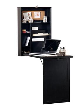 可折书桌书一体叠桌书房多功能架收置RCQ物架靠墙办纳公桌