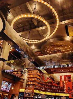 音乐酒吧清吧美式复古吊灯公社酒庄咖啡餐厅烧烤氛围灯圆形大吊灯