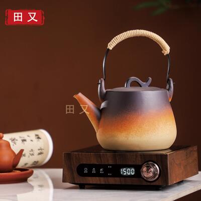 原矿1.5升大壶口陶壶大容量烧水壶明火煮茶壶家用电陶炉养生提梁