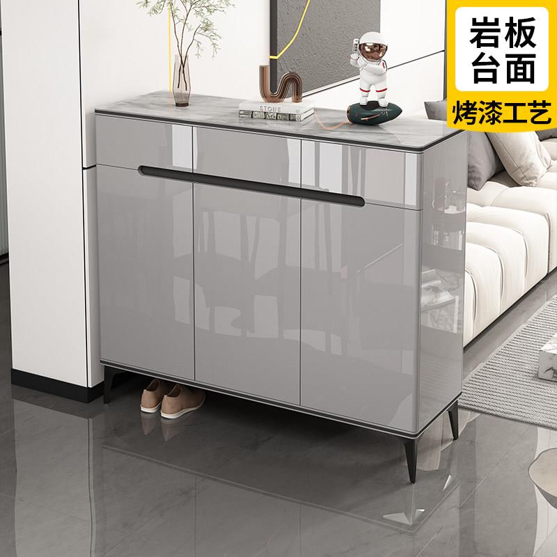 鞋柜家用门口收纳柜一体靠墙入户轻奢岩板烤漆进门玄关收纳柜隔断