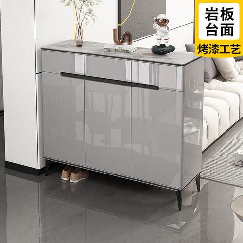 鞋柜家用门口收纳柜一体靠墙入户轻奢岩板烤漆进门玄关收纳柜隔断