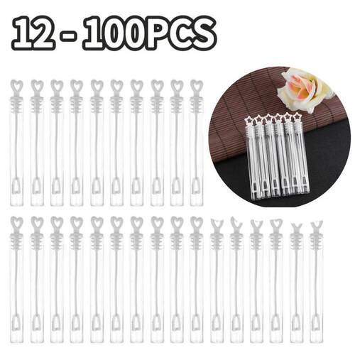 12-100 Pcs Love Heart Wand Tube Bubble Soap bubbles Bottle W