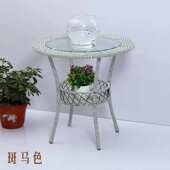 户外桌椅茶几组合藤编奶茶店室外休闲靠背椅简约竹编双层玻璃茶几