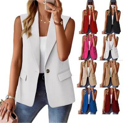 Sleeveless cardigan suit jacket for women