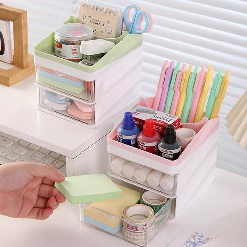 Student Desk Organizer with Drawers - Pastel Colored Storage