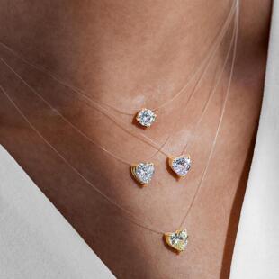 Transparent fishline necklace love collarbone chain