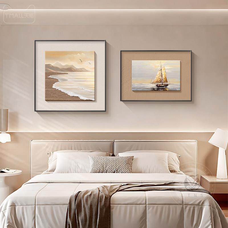 简约抽象卧室床头装饰画 画高级感主卧房间壁画 画饭厅背景墙面挂