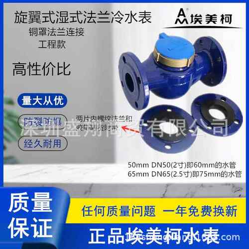 埃美式柯铜铜接冷水表旋翼式罩湿丝冷水JQK家用口法兰水表LXS-E全