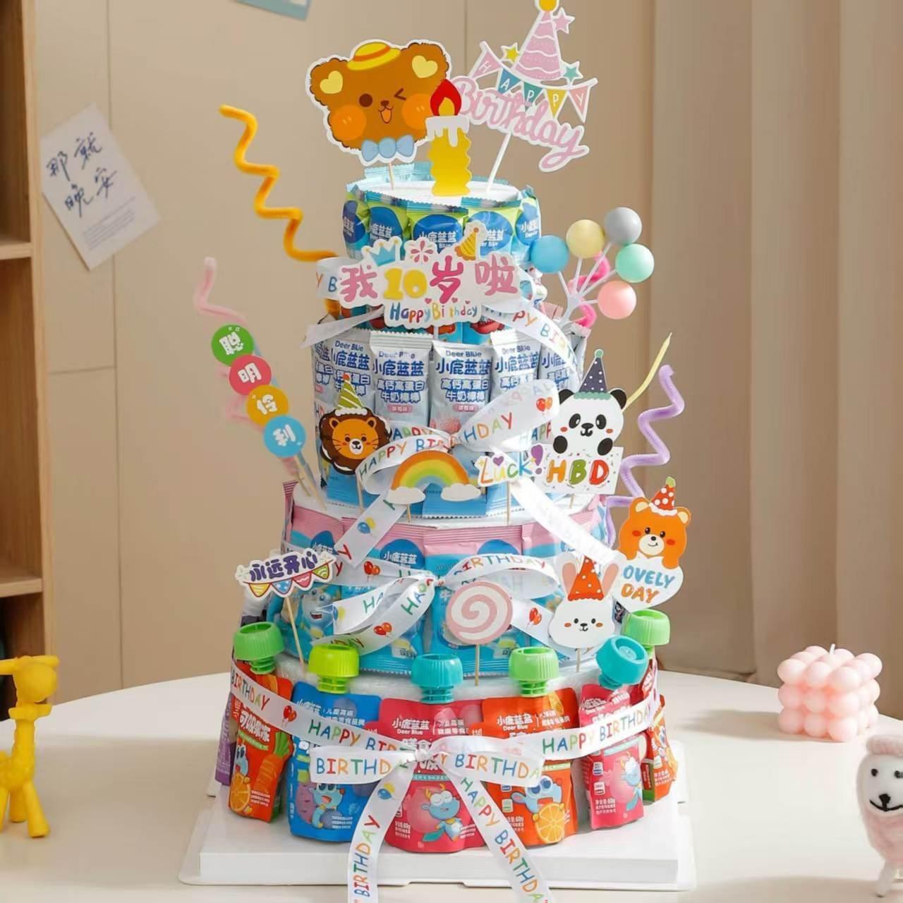零食蛋糕diy材料蛋糕泡沫模型男女孩生日派对氛围感场景布置道具