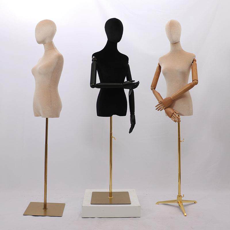 丝绒服装店模特道具女香槟色黑色衣架橱窗展示人台模型半身模特