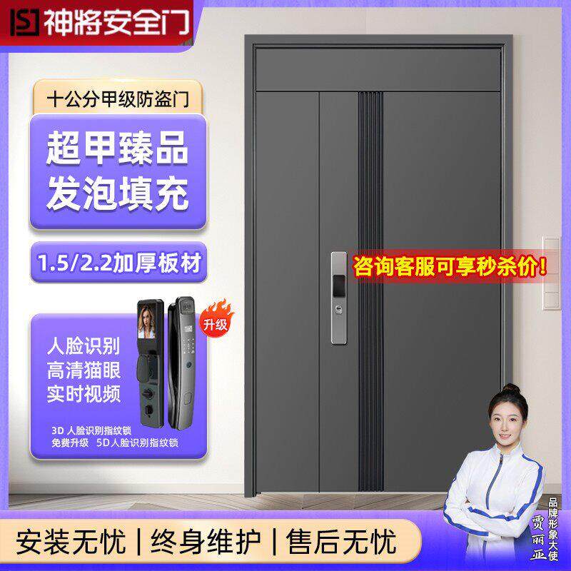 神将防盗门甲级入户门家用安全门子母门静音进户门别墅门发泡填充