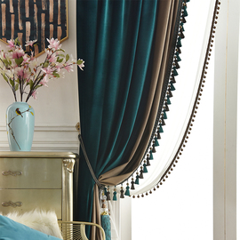 定制窗帘布成品复古丝绒客厅卧室美式欧式遮光墨绿色天鹅绒落地窗