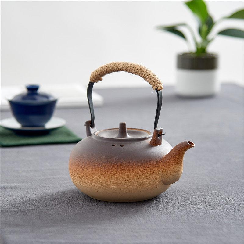 家用茶具泡茶功夫烧水壶陶壶粗陶陶瓷提梁大茶壶煮茶器黑晶炉泡茶