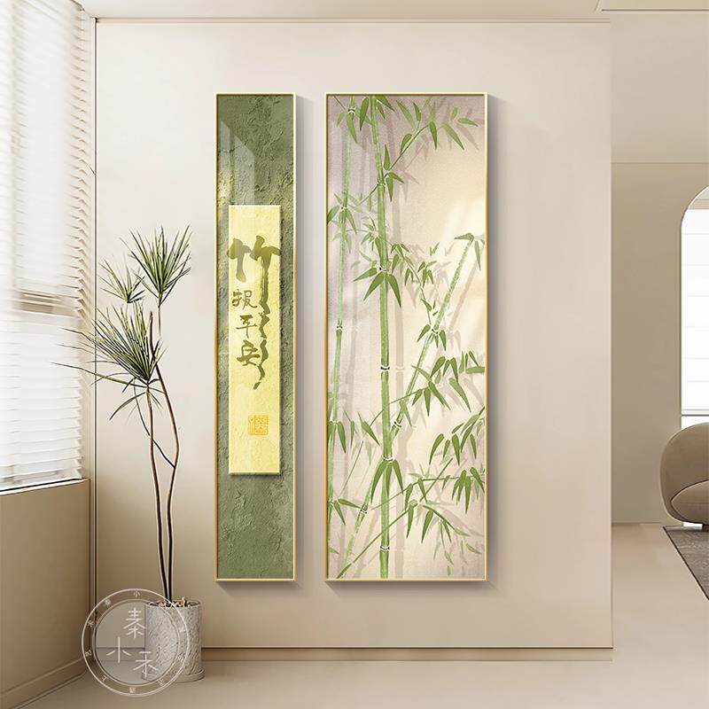 网红报平安茶书室画新挂式玄关装饰画走廊过中道壁画两联房办公室
