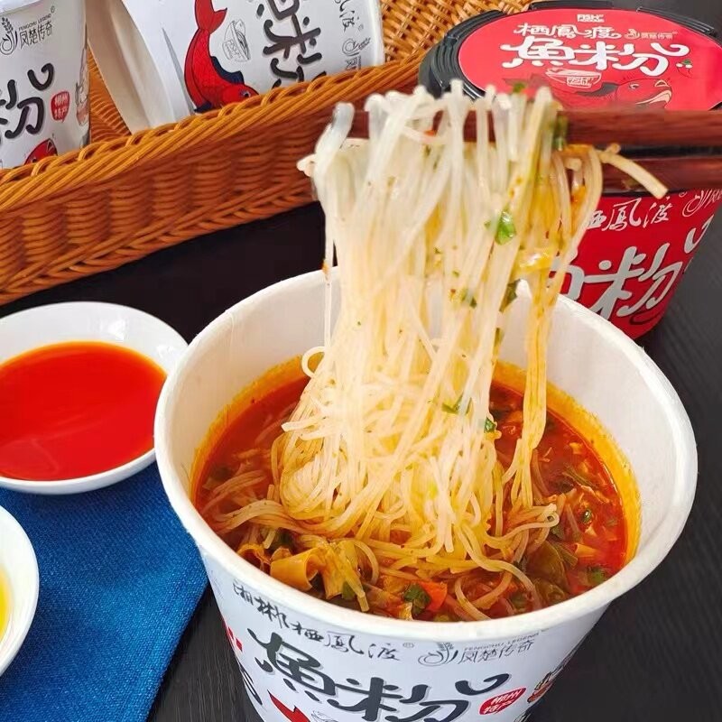 湘郴栖凤渡鱼粉湖南特产凤楚食品非油炸米粉6桶沙河粉切粉