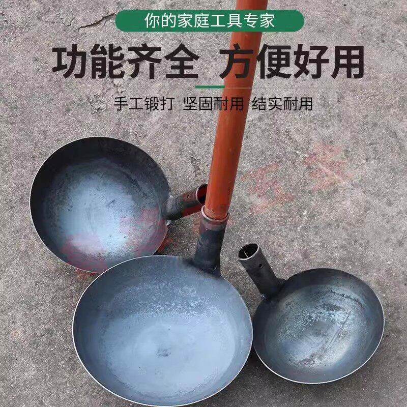 加厚大铁勺铁瓢长柄添料勺养殖用铁舀子掏粪勺工业舀水舀混凝土勺