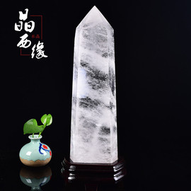 天然白水晶(白水晶)柱单尖柱六棱柱顶梁柱，客厅书房商铺公司玄关居家摆件