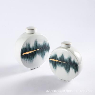 中式创SRN意山之轻奢陶影瓷摆件客厅家现居样板房售楼处餐桌新代