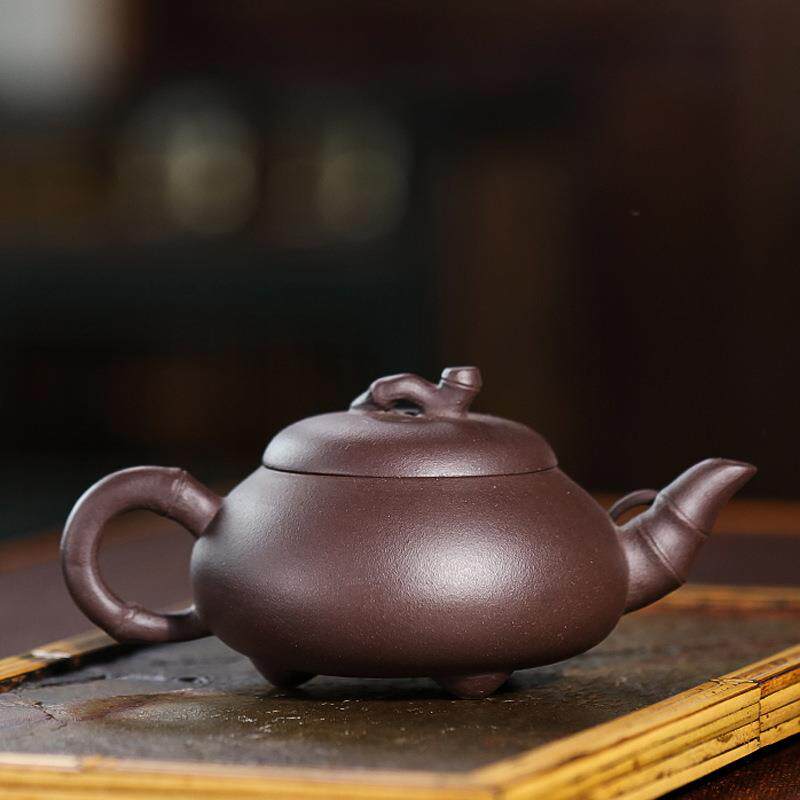 直播网店货宜兴原矿紫泥手工紫砂壶 汉棠竹瓢泡茶壶茶具