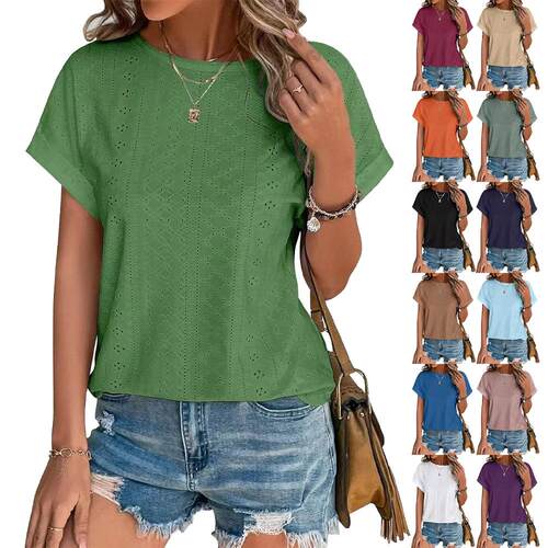 Round neck short sleeved T-shirt top for women