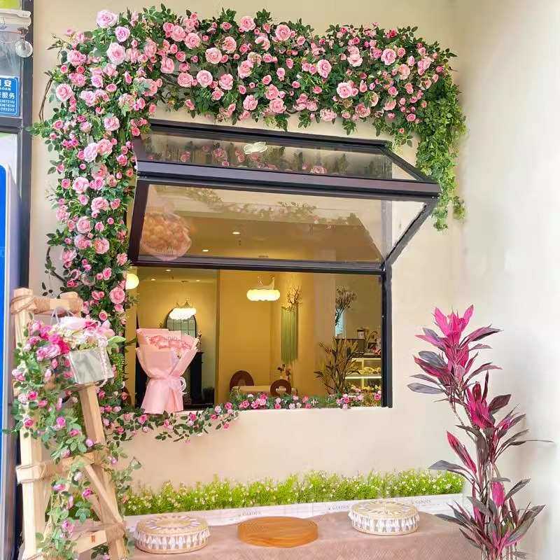 玫瑰网红瀑布打卡花墙仿真假花商场花店引流美陈布置莫奈玫瑰花