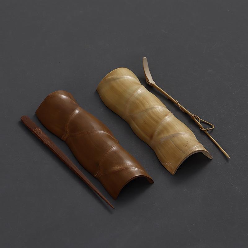 纯手工打磨罗汉竹茶则赏茶荷茶勺竹臂搁竹茶具套装茶道六君子配件
