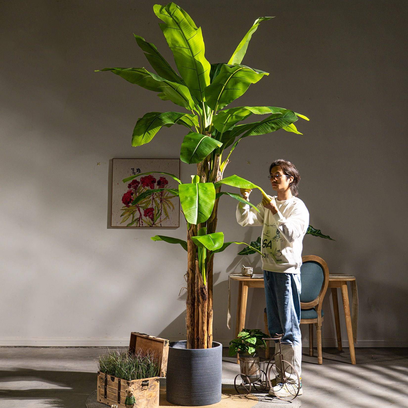 高档超型内仿真绿植阔芭蕉树室仿生AC-6368热带叶植物造景假树装